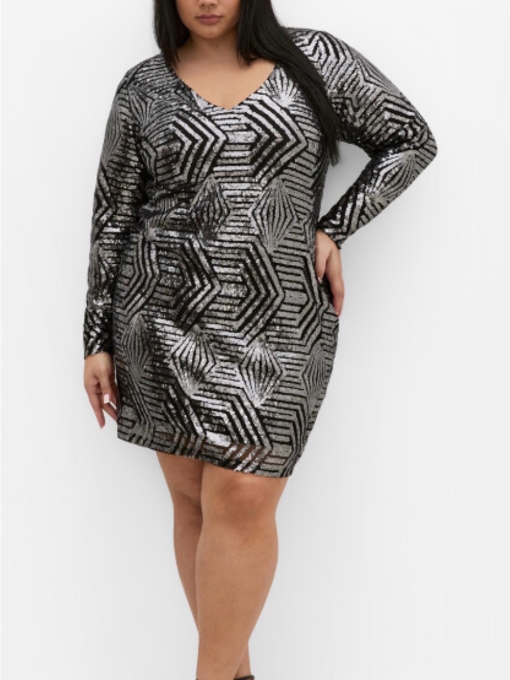 NWT City Chic Bright Lights Gunmetal Sequin Mini Dress 14 XS
